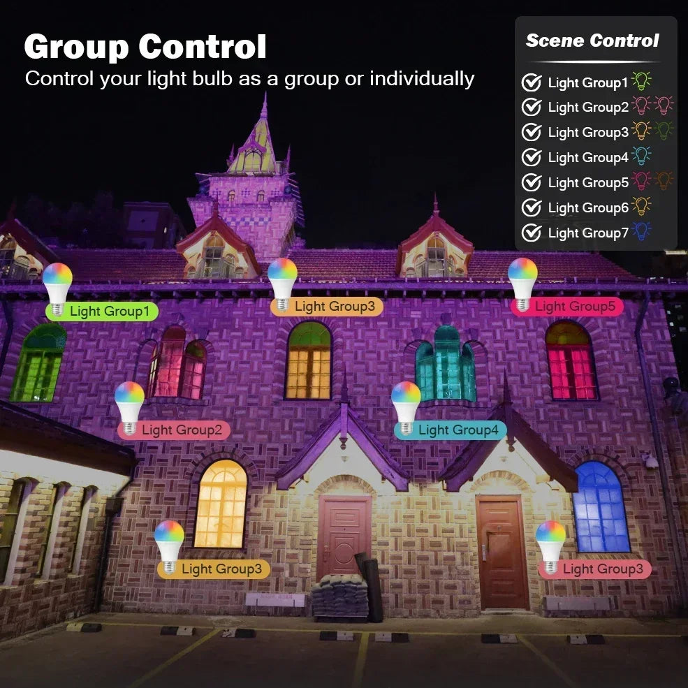 NEW Arrivals Alexa Google RGB Smart LED Bulb Dimmable TUYA  Gu10 C37 A60 T37 E14 E27 B22 Light Wi-Fi Magic Lamp AC 110V 220V Romantic Atmosphere for Living Room Bedroom Party