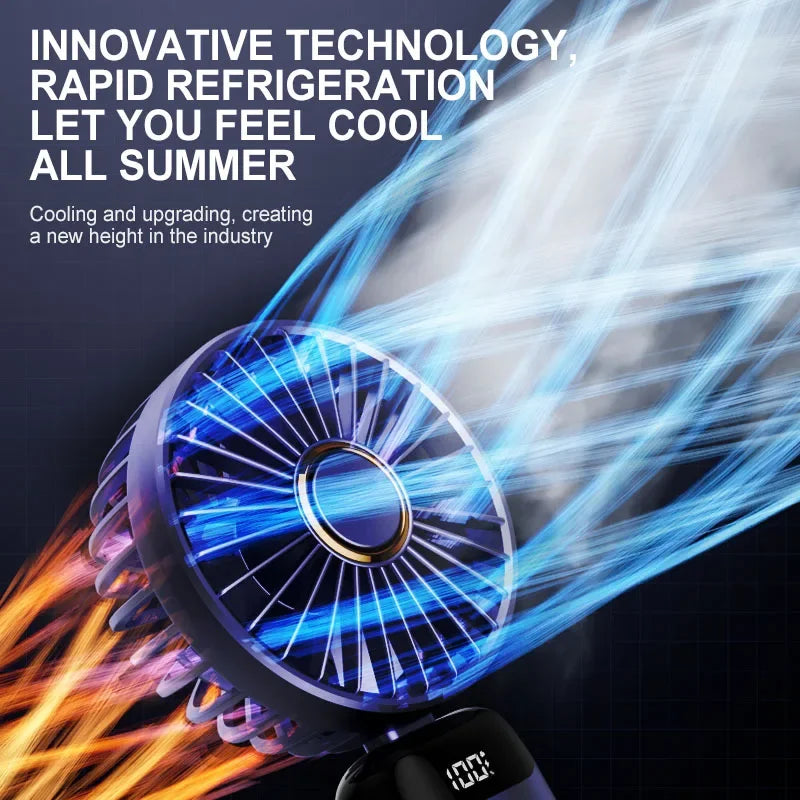 New Arrivals Powerful Wind Cooling Hand Mini USB Fan Portable 5 Speed Personal Pocket Rechargeable Handheld with Hook Outdoor Travel Air Cooling Fans