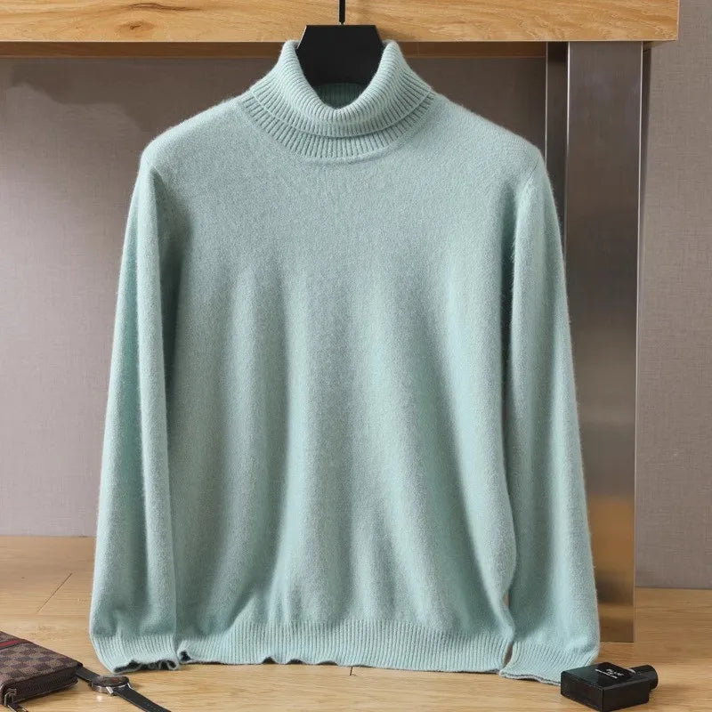 S-3XL Plus Size 5 Colors Women's Men's 100% Pure Mink Cashmere Sweater High Lapels Pullovers Knitted Winter New Tops Long Sleeve High-End Jumpers