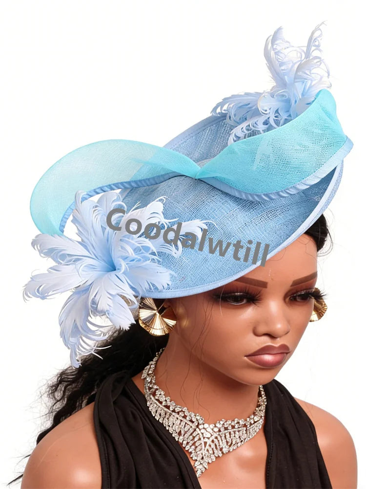 21 Colors Royal Ascot Horse Racing Women Femme Luxury Fascinator Kentucky Ladies Tea Cocktail Derby Headpiece Feather Fancy Opera Concerts Red Carpet Bride Wedding Hats Apparel Accessories