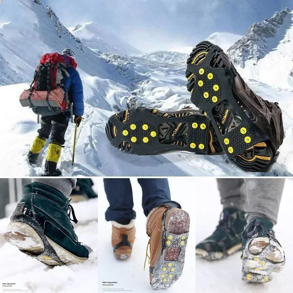 NEW Arrivals 10 Studs Snow Ice Claw Unisex Anti-Skid Snow Ice Plastic Elastomer Climbing Crampons Shoes Boots Covers Walking Hiking Accessories Sports Supplies