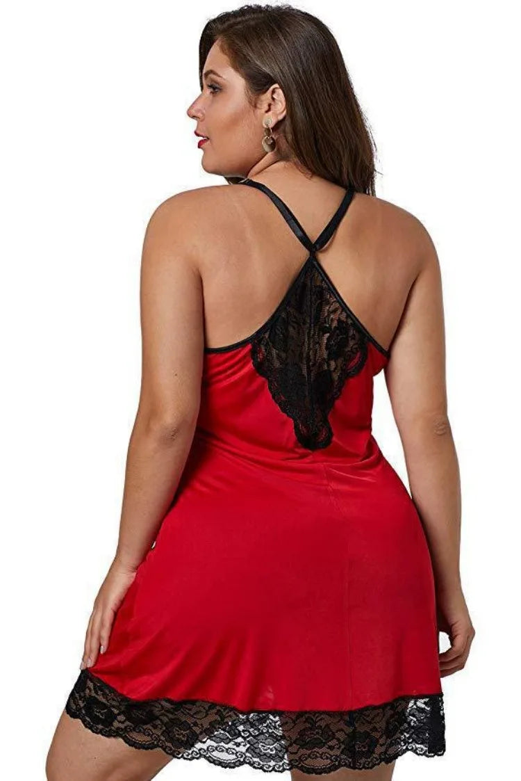 NEW Arrivals S-8XL PLUS SIZE Red/Leopard/Purple/Black Spaghetti Straps Nightgown BBW Curvy Women Summer Lace Satin Sleepwear Sexy Nightdress Ladies Pajamas Home Wear Fashion  Clothes