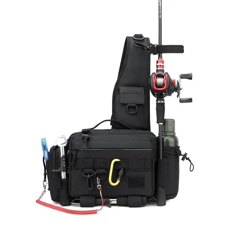 Multifunction Waist Bag Fishing Rod Bag Tactical Backpack Crossbody Bag Fishing Rod Holder Tackle Lures Bag