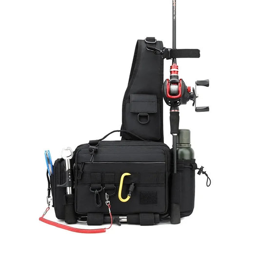 Multifunction Waist Bag Fishing Rod Bag Tactical Backpack Crossbody Bag Fishing Rod Holder Tackle Lures Bag