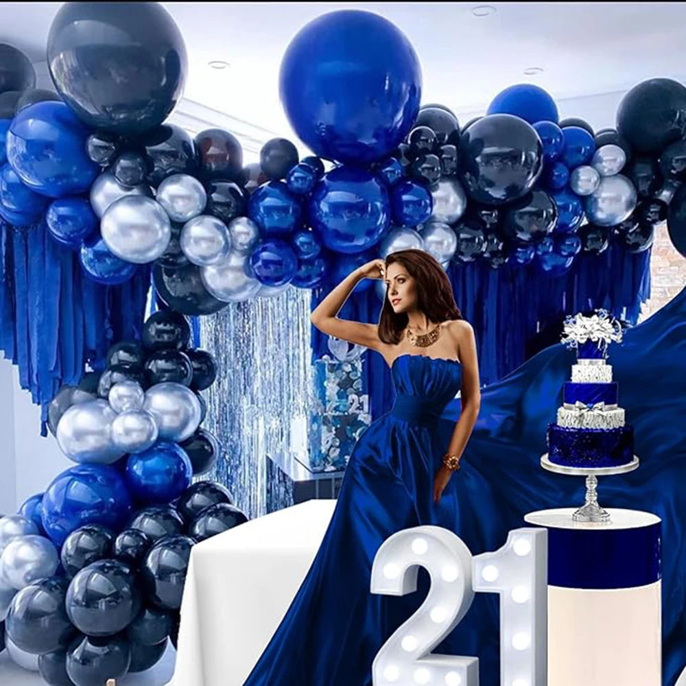 Blue Balloon Kit Royal Blue Silver Latex Balloons Garland Arch Birthday Party Wedding Graduation Baby Shower Decoration Globos
