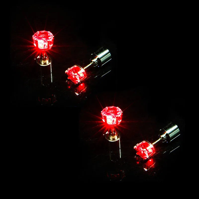 2/5 Pair LED Earring Rave Festival Party Bar Night Club Glowing Earring + Hair Ties Girl Women Ear Accessories Light Up Bling Ear Stud Gogo Dance Fashion Jewelry Accessory Sets