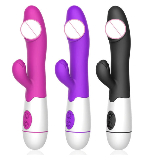 30 Speed Handheld Silicone Adult Clit Clitoral Clitoris Sex Toy G Spot Dual Motor Rabbit Vibrator for Women Female