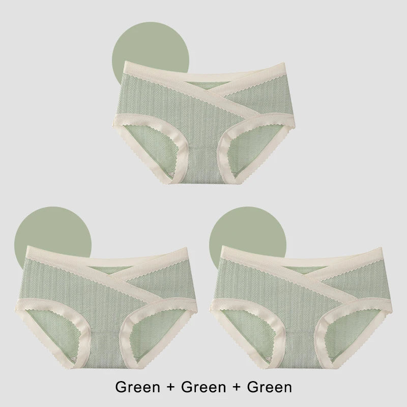 3PCS Set M-2XL Plus Size Soft Cotton Briefs V-Shaped Abdominal Support Under Panties Pregnancy Childbirth Female Underwear Pregnant Woman Women's Panties