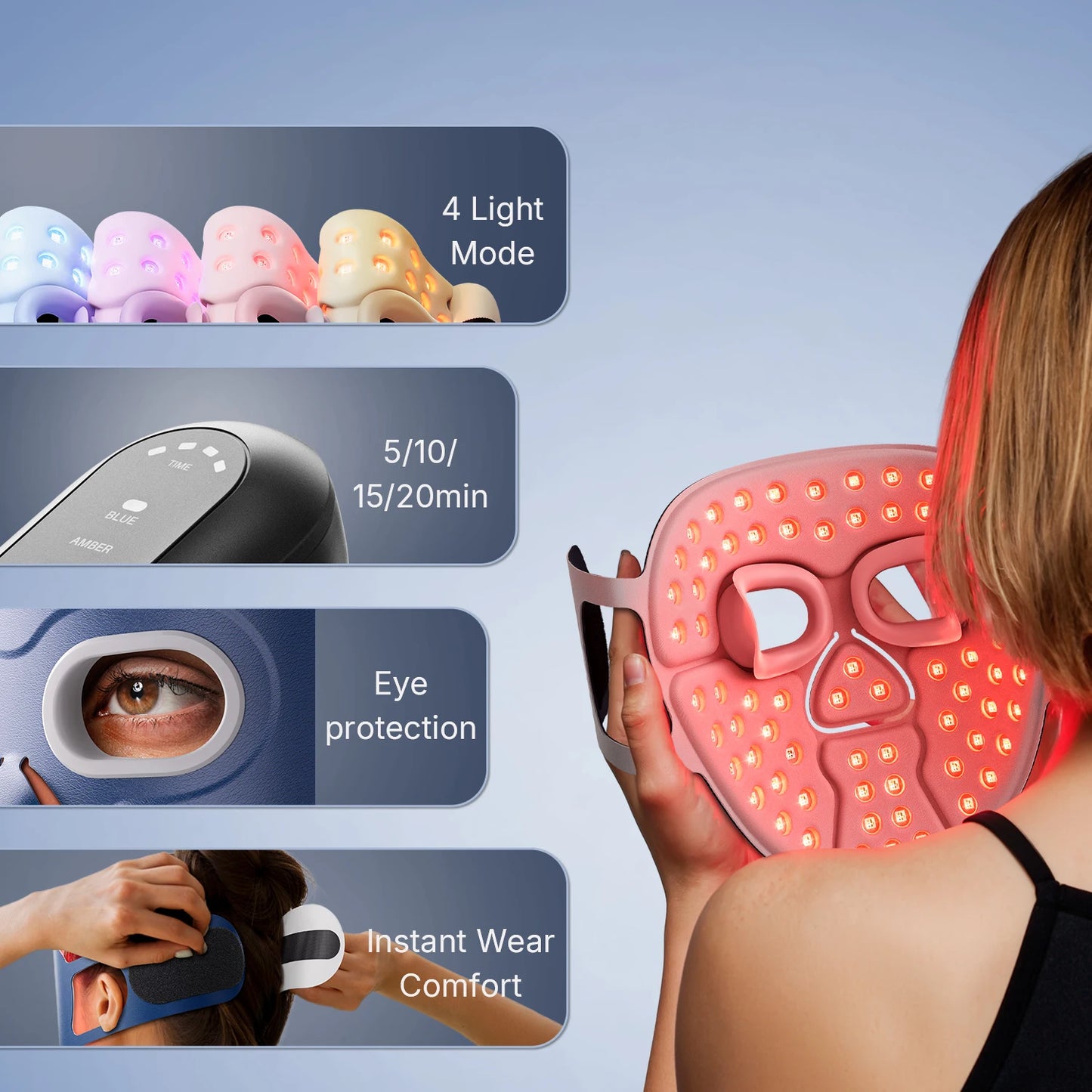 Hello New Face 510K Wireless Near-Infrared and Red Light Therapy Facial Mask For Powerful Anti-Aging Professional Ultra-light Mask 3000mAh