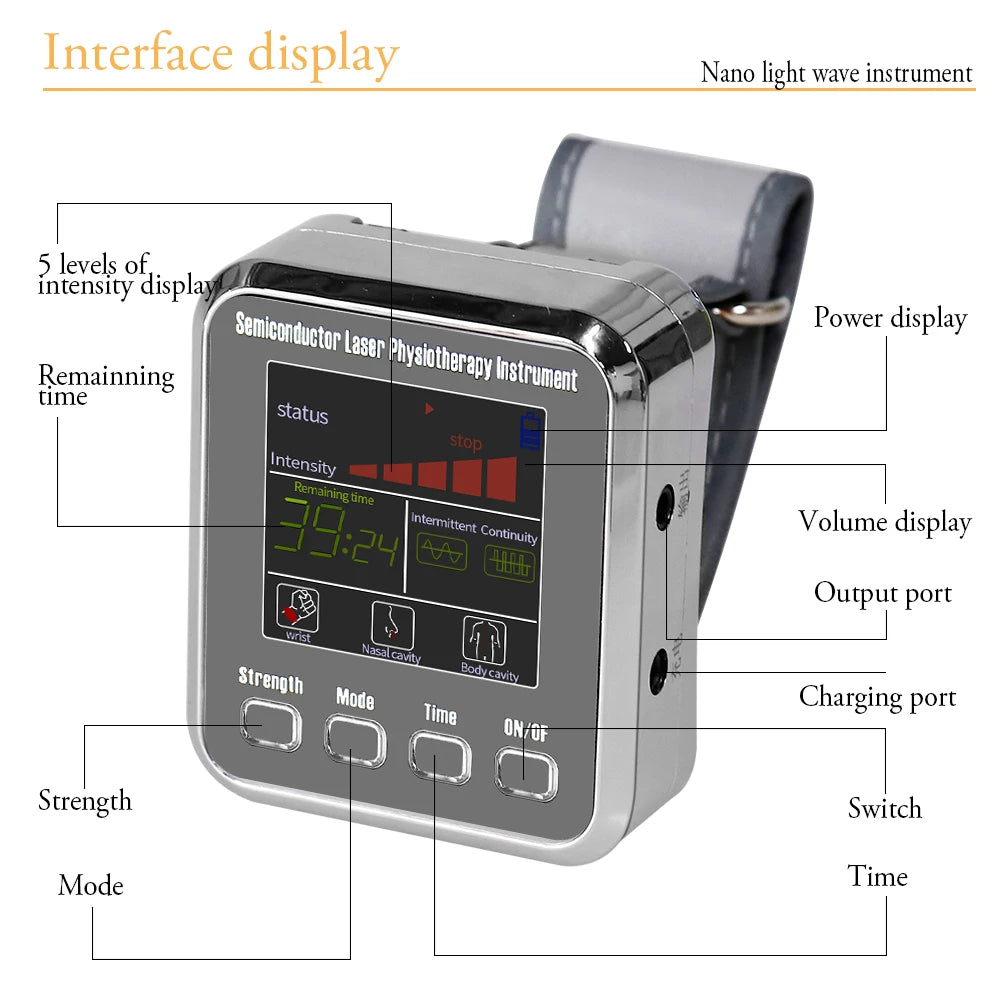 NEW Arrivals Laser Physiotherapy Wrist Diode LLLT For Diabetes Hypertension Rhinitis Multi-Functions Treatment 12 Laser Diabetic Watch Laser Sinusitis Therapy Watch Medical Health Care Supplies