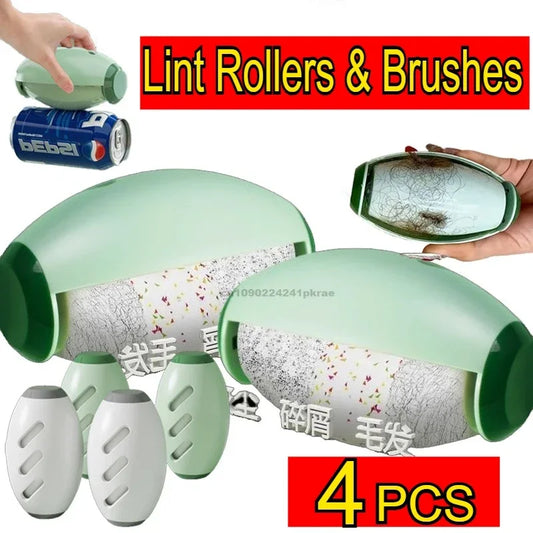NEW Arrivals 4PCS Set Reusable Lint Roller High-Quality Washable & Portable Strong Adhesive for Pet Hair and Dust Removal Clothes Furniture Travel Business Trip