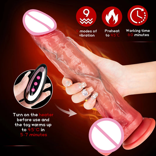 NEW 23cm Realistic Vibrator Remote Control Heated Retractable Dildo Female Oral Sex Masturbator Vaginal Anal Massager Sex Toys for Women Adults 18+ Sex Store Products