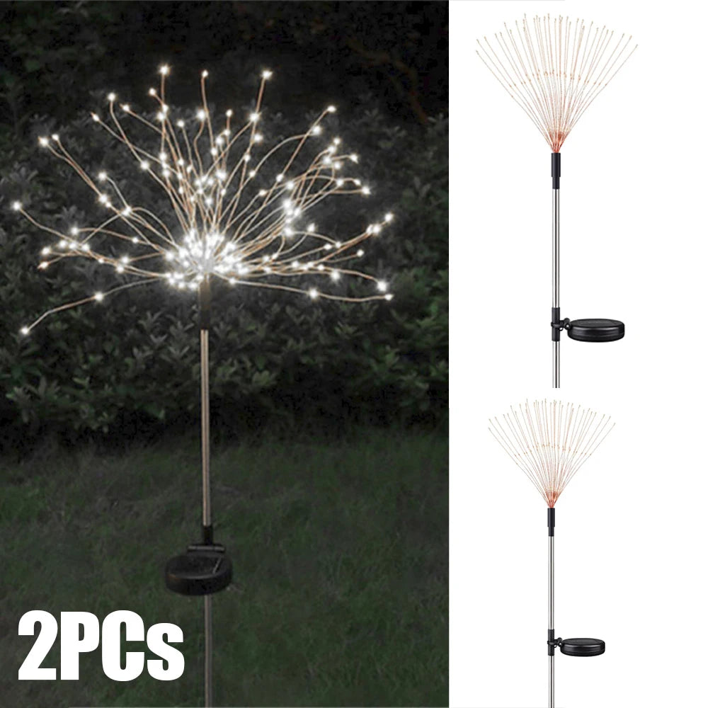 NEW 8PCS Set 200 LED Solar Firework Light Waterproof Outdoor 8 Lighting Modes Fairy String Light Christmas Lawn Lamp Garden Decoration
