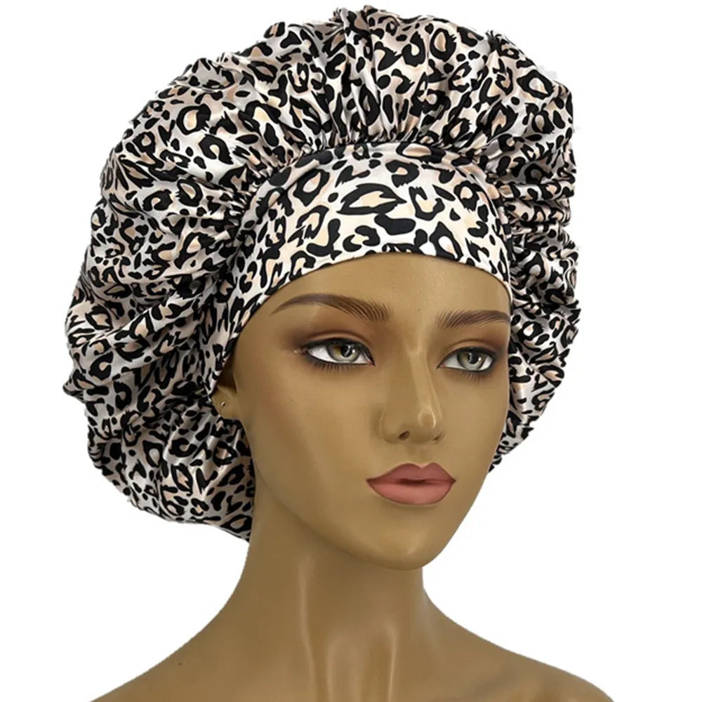 3 Color Leopard Zebra Bonnet for Women - Soft, Curl-Enhancing Sleep Cap with Wide Elastic Band, Unscented, Ideal for Dry & Textured Hai