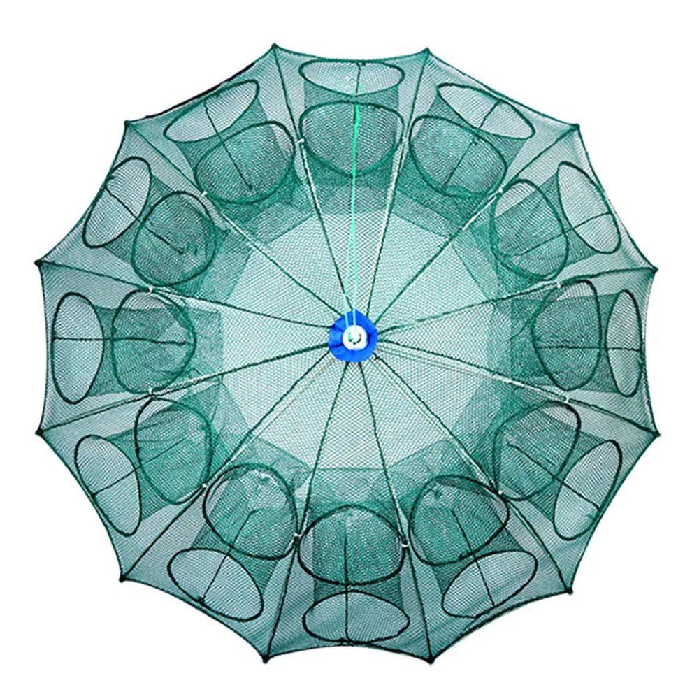 10-20 Holes Automatic Fishing Trap Net Umbrella-Shape Capable of Catching Fish Shrimps Crabs Foldable Cages Set Simple Happy Fishing Gear Sea Lakes River Fishing Accessories