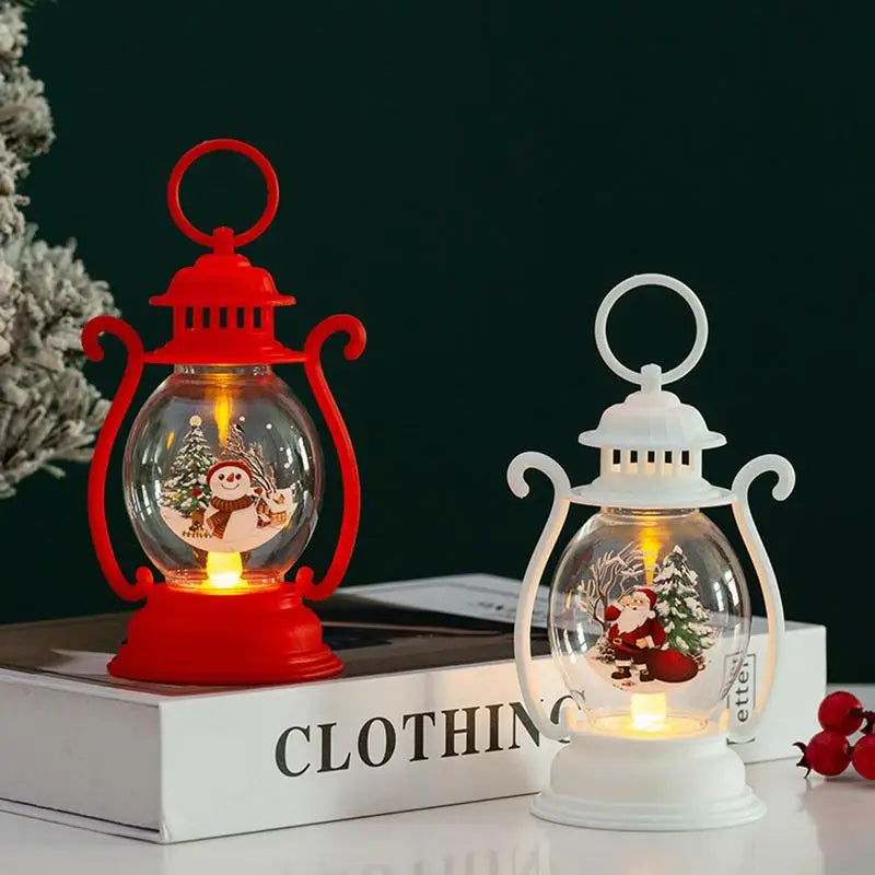 Christmas Lantern LED Lighted Snowman Lamp with Santa Claus Decorative Hanging Lanterns Christmas Snow Globes Gifts Decoration