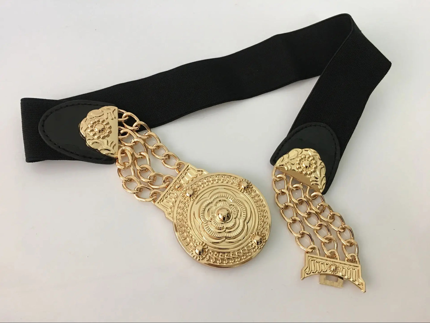 NEW Arrivals Women Female Flower Gold Belts Floral Elastic Metal Female Waist Belt For Dress Trouser Jeans Golden Chain Belt Ladies Girls Luxury Fashion  Apparel Accessories Clothing Products