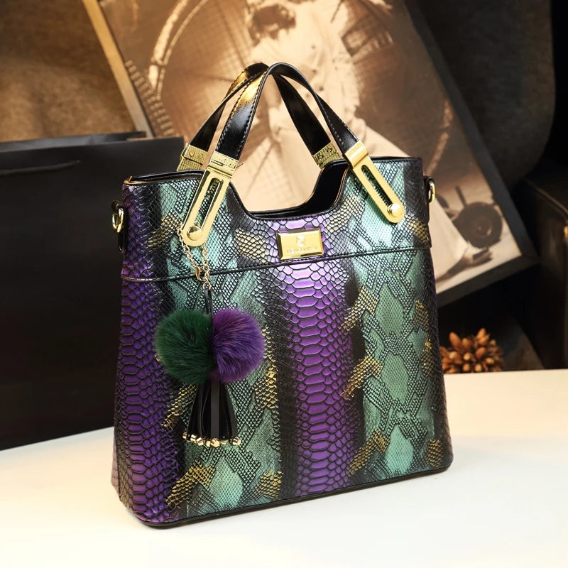 NEW Arrivals Luxury Cowhide Real Leather Women Handbags Fashion Female Chain Serpentine Portable Tote Bag Ladies Tassel Shoulder Messenger Bags
