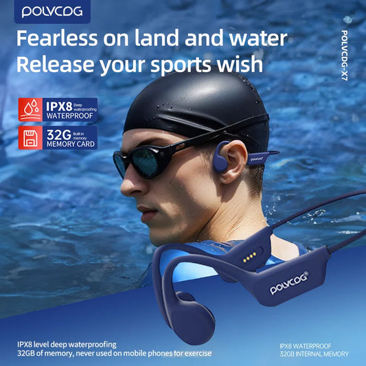 NEW Original Bone Conduction Headset IPX8 32GB Bluetooth 5.3 Wireless Headset with Microphone Waterproof Swimming Cycling Running Outdoor Sports Supplies