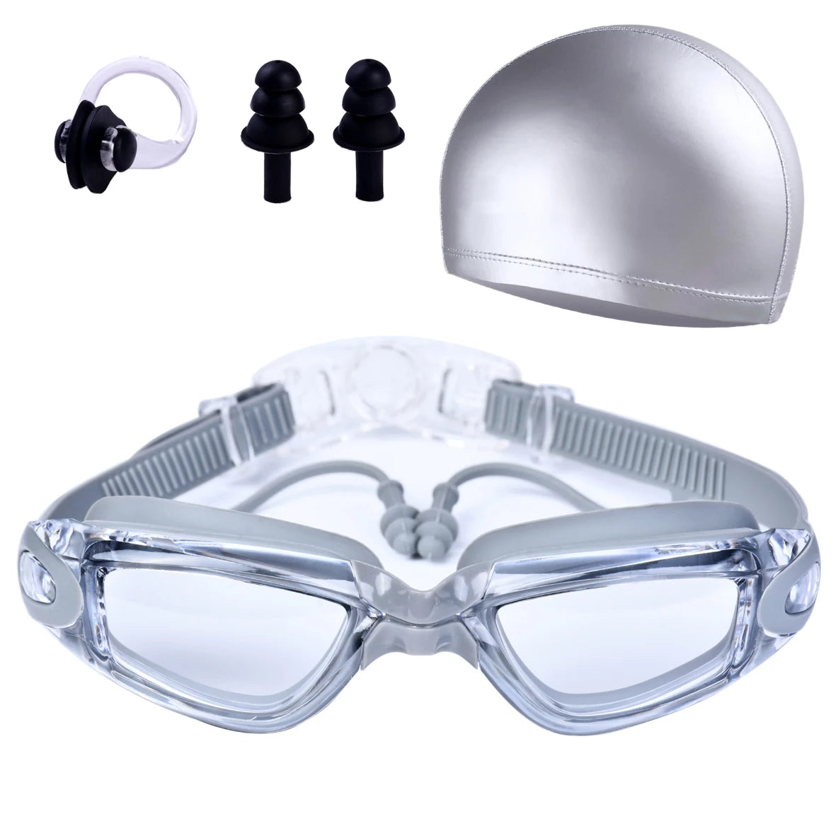 NEW Adult Swimming Goggles + Swimming Goggles + Ear Plugs Set  Waterproof Fog-Proof High-Definition Summer Beach Swimming Goggles Water Pool Diving Swimming Equipment Cap Set