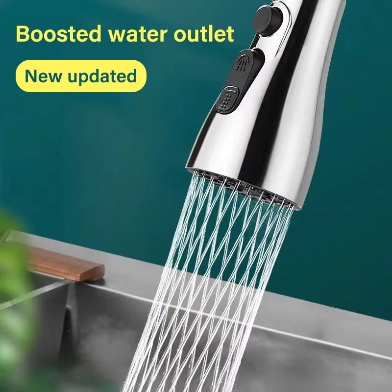 3 In 1 Kitchen Faucet Extender Universal 360° Rotate Pull Out Kitchen Sink Tap Multi-Mode Strong Flushing Booster Kitchen Accessories Home Washing Tools