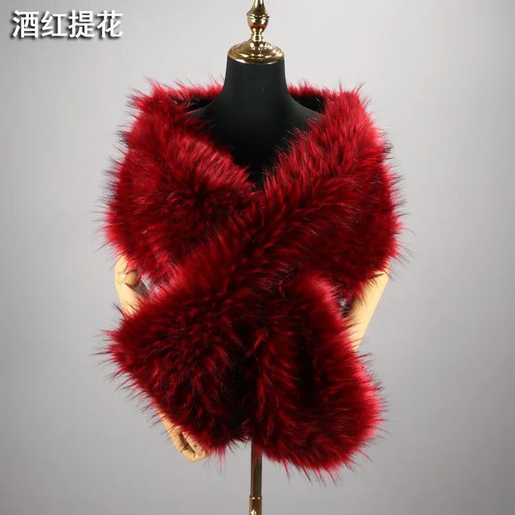 NEW Arrivals 32 Colors 160*22cm Women Luxury Warm Faux Fox Fur Shawl Winter Ladies Plush Scarf Wraps Cloak Coat Wedding Long Cape Scarves Girls Ladies Luxury Fashion Clothing Products