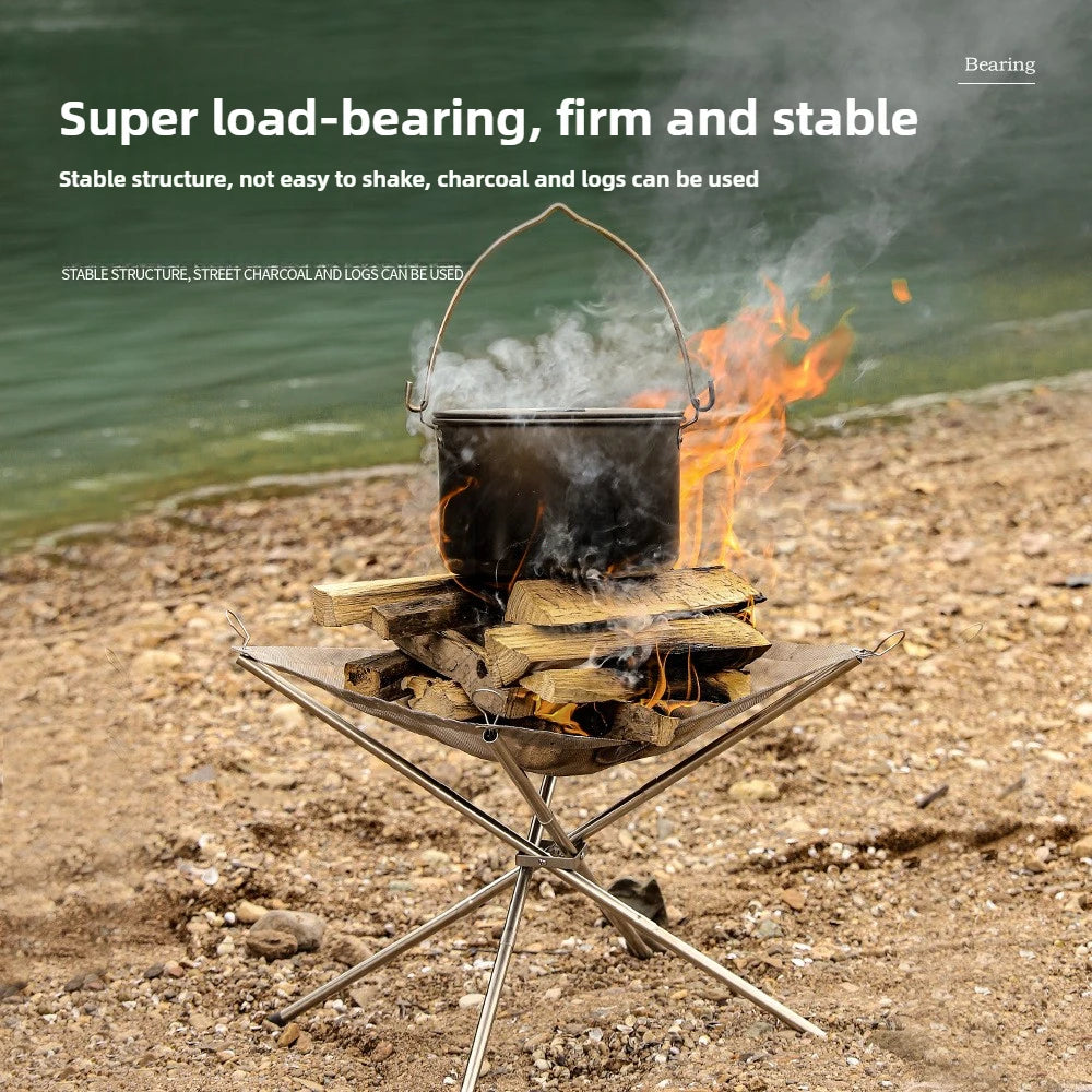 NEW Set Portable Fire Pit Durable Outdoor Camping BBQ Mesh Fireplace Steel Backyard Rack Fire Quick Assembly Net Camping Grill Net