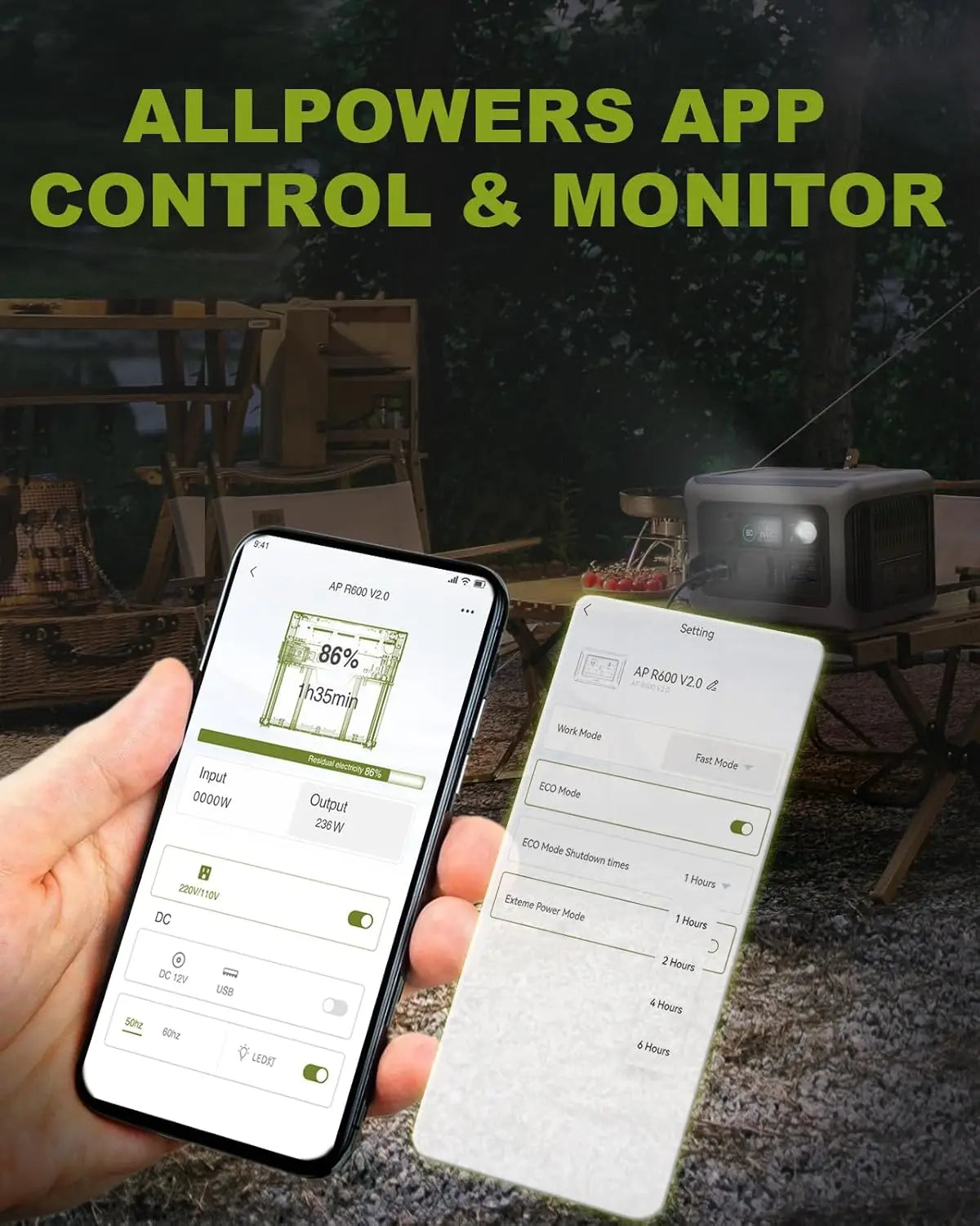 UK Plug  Portable Power Station R600, 299Wh LiFeP04 Battery with 2x 600W (1200W Surge) AC Outlets for Outdoor Camping RV Home