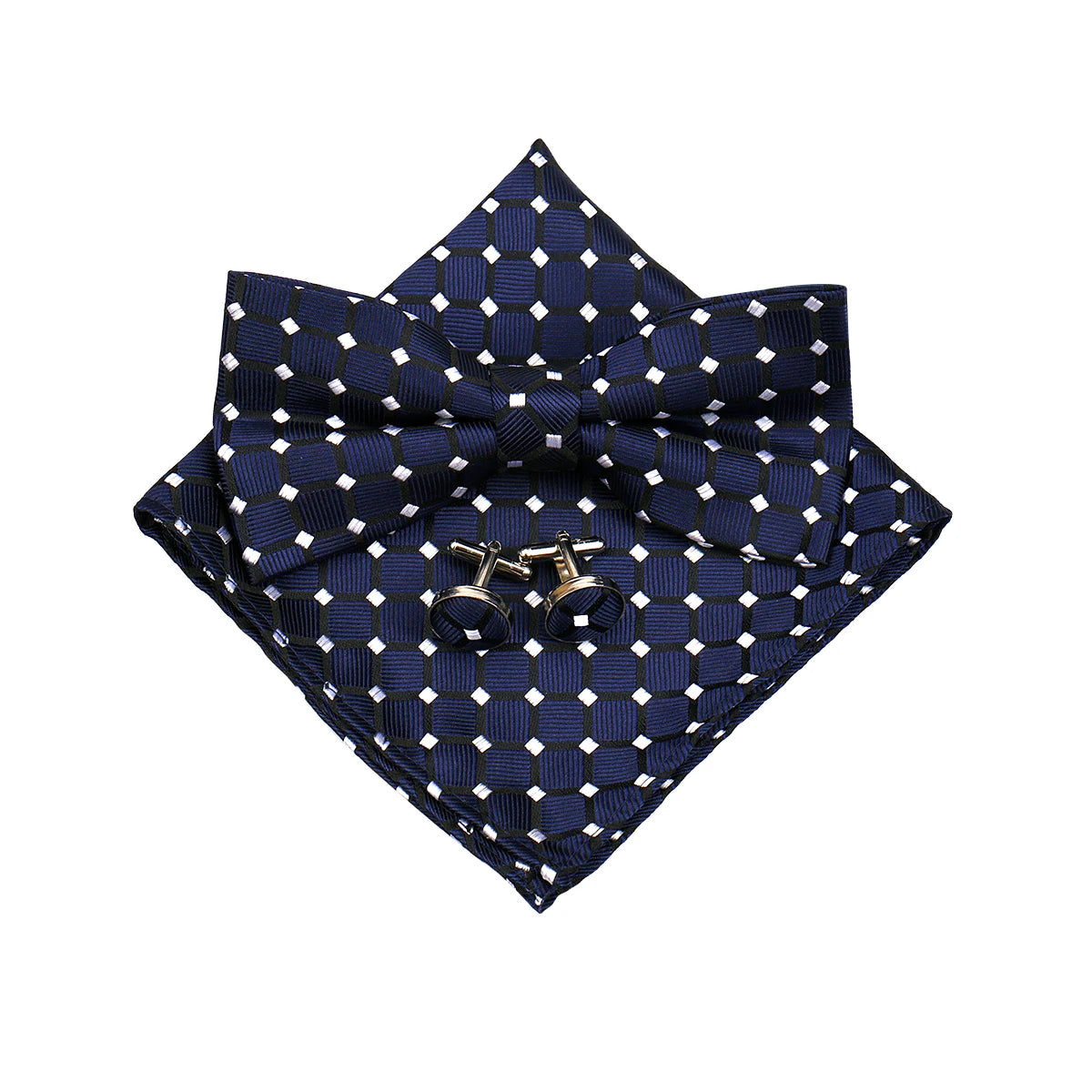3 PCS Set 55 Colors Luxury Paisley Bowtie Suit Man Bow Tie Pocket Square Cufflinks Wedding Bowknot Accessories Butterfly Neckwear Adjustable Adult Ties