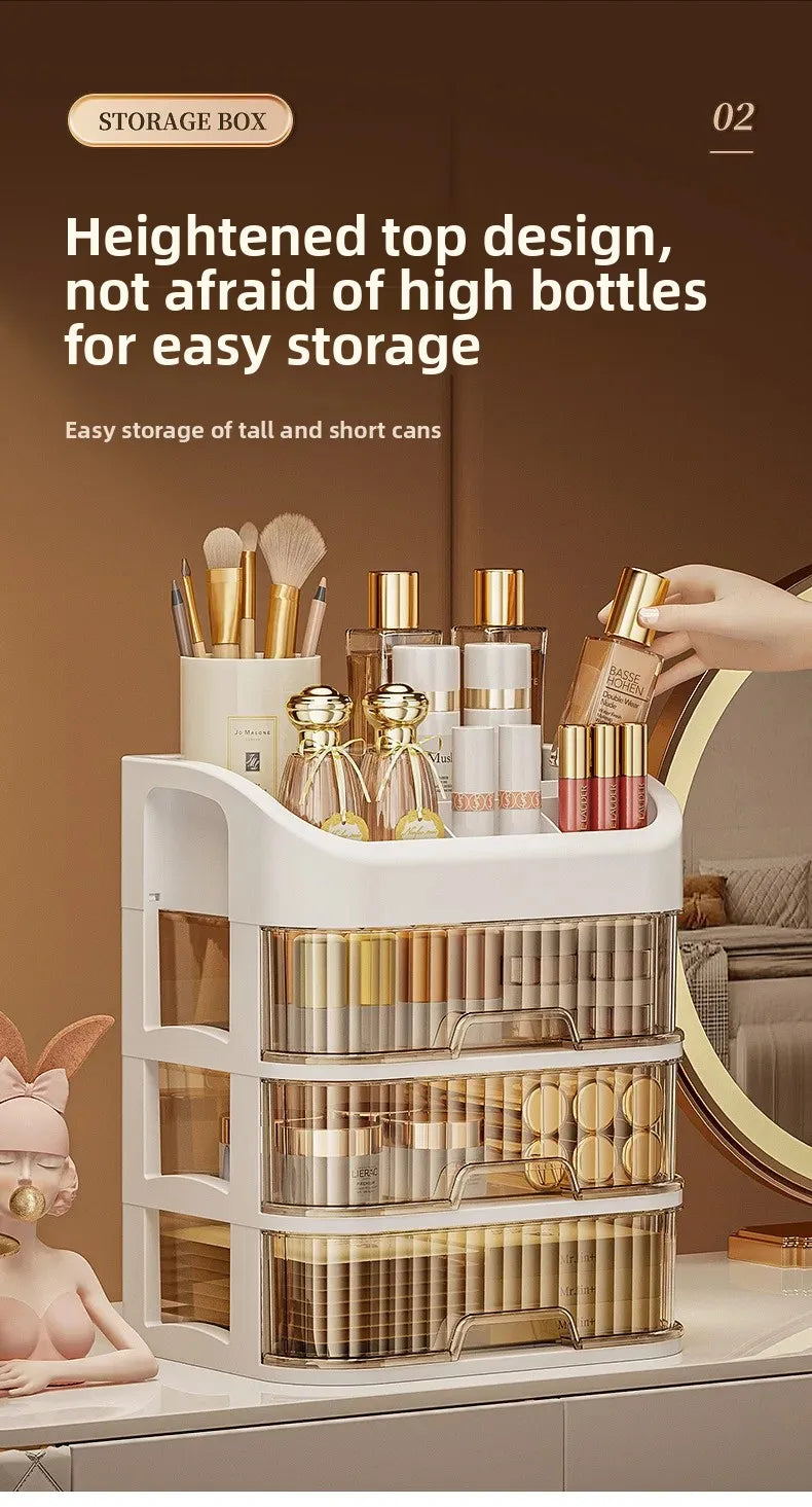 NEW Arrivals 3-5 Layers Luxury Cosmetic Storage Box Large Capacity Dustproof Makeup Organizer for Skincare Masks Lipsticks Accessories Women Cosmetic Supplies