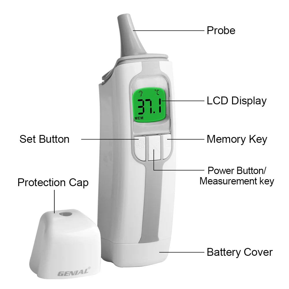 NEW Arrivals Ear Thermometer,1 Second Accurate Digital Thermometer for Adults Kids Babies,3 Age Groups Rose Red  Backlight Display Fever Alarm Medical Accessories Health Care Products