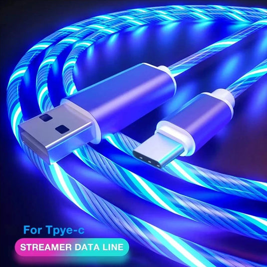 NEW Arrivals Luminous LED Light 5A 1M 2M USB  Type C Fast Charging Cable for iPhone 15 16 Pro Max Xiaomi Samsung OPPO Huawei Mobile Phones Accessories