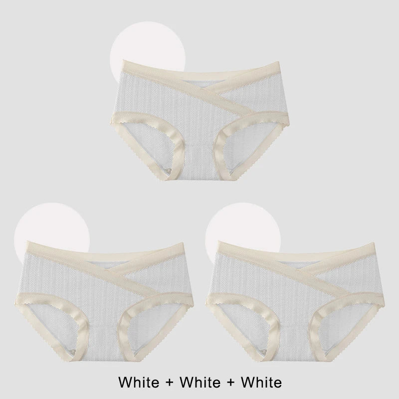 3PCS Set M-2XL Plus Size Soft Cotton Briefs V-Shaped Abdominal Support Under Panties Pregnancy Childbirth Female Underwear Pregnant Woman Women's Panties