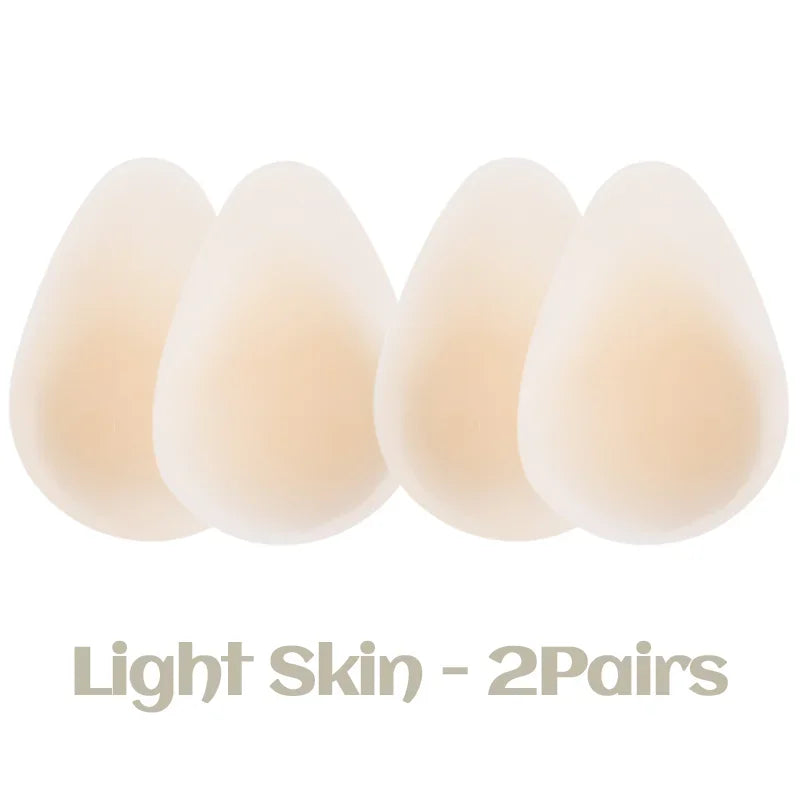 2 Pairs Set No Glue Sticky Nipple Cover Plunge Droplet Invisible Bra Ultra Thin Seamless Silicone Stickers Lifting Breast Pasties Pads Ladies Underwear Accessory Sets