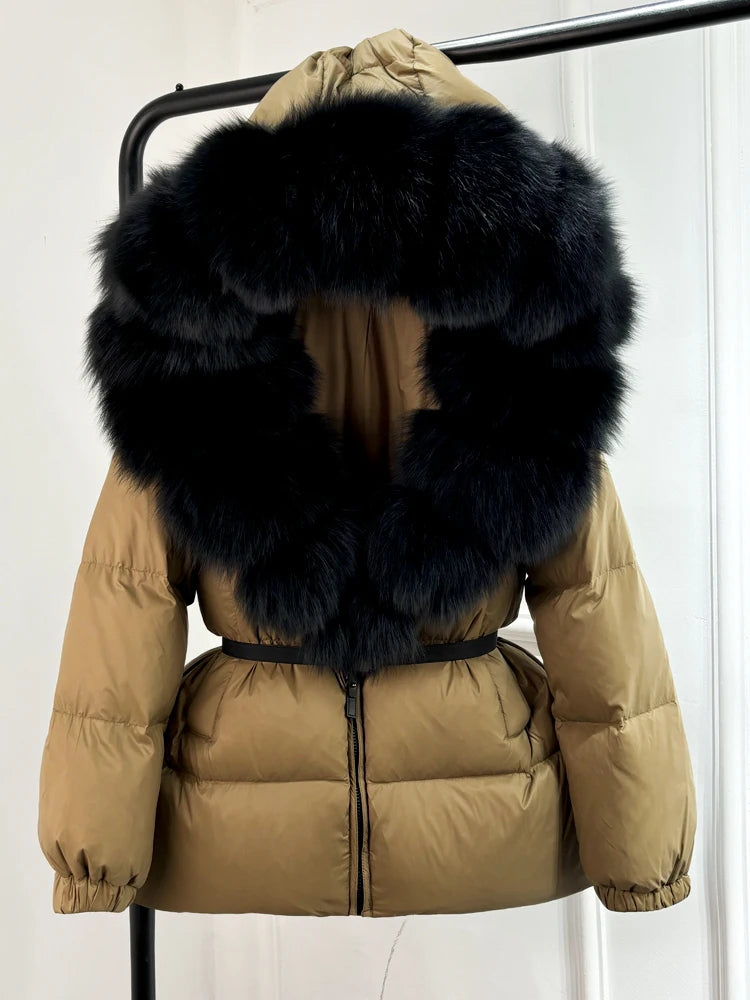 NEW Arrivals UK S-XL Size 11 Colors Winter Puffer Jacket Women 100% Real Fox Fur Hooded Thick Warm 90% White Duck Down Coat Female Parkas Waterproof Mini Coat