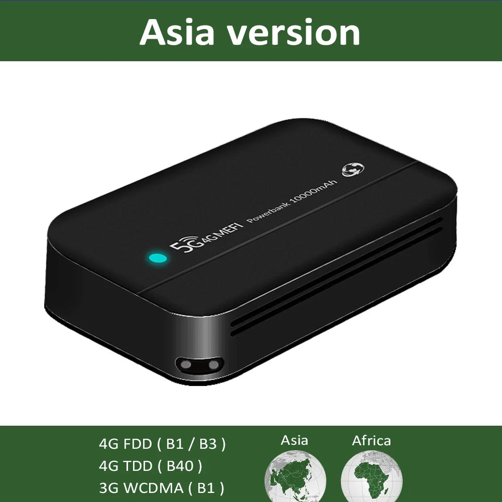 5G Modem WI-FI Sim Card Unlocked 4G LTE Wireless OEM WI-FI 6 Router 10000mAh Outdoor Travel Camping Beach Signal Booster Strong Fast Network Internet Connection Access Mini Pocket 10 User Router