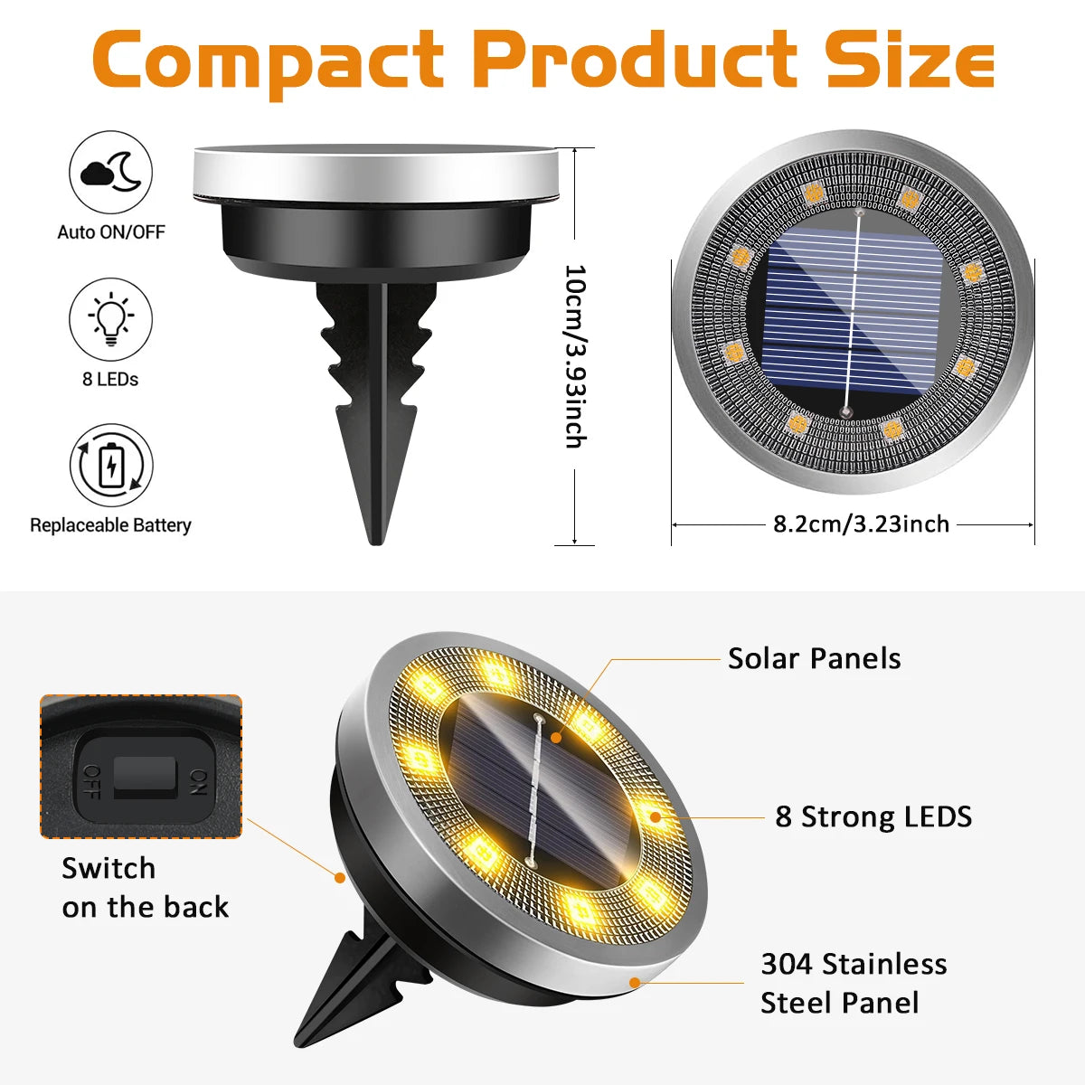 NEW Arrivals 4/8PCS Set Solar Ground Lights IP65 Waterproof Solar Lights Outdoor Solar Garden Lights In-Ground Landscape Lights for Yard Lawn Patio Deck Home Garden Lighting Accessories