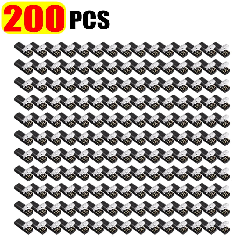 200 PCS Set Double Wire Plug-in Connectors with Locking Buckle Car Home Office Computer Wire 2 Way Terminal Block Waterproof Quick Connector Cable Clamps Snap Electrical Accessory Sets