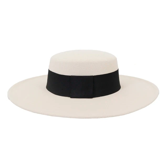 NEW Arrivals 8 Colors 56cm-58cm French Women's Luxury Hat Big Wide Brim 10CM Fedora Hat Autumn Winter Spring Cotton Wool Derby Wedding Jazz Hats Flat Top Felt Hat Ladies Luxury Fashion Apparel Accessories