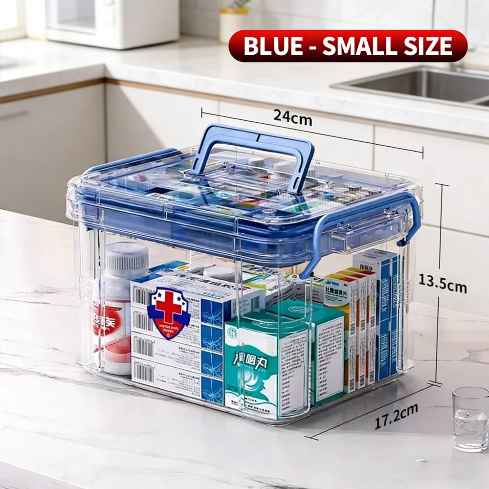 Small and Large Size Multifunctional Home Medical Box Double Layer Medicine Chest Portable Emergency Drug Storage Case Family First Aid Kit