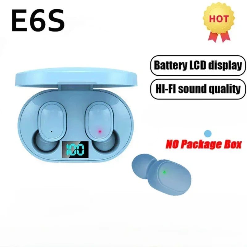 E6S Wireless Bluetooth Black Earphones TWS Bluetooth Headset Wireless Earbuds Noise Cancelling Earphones with Microphone Headphones