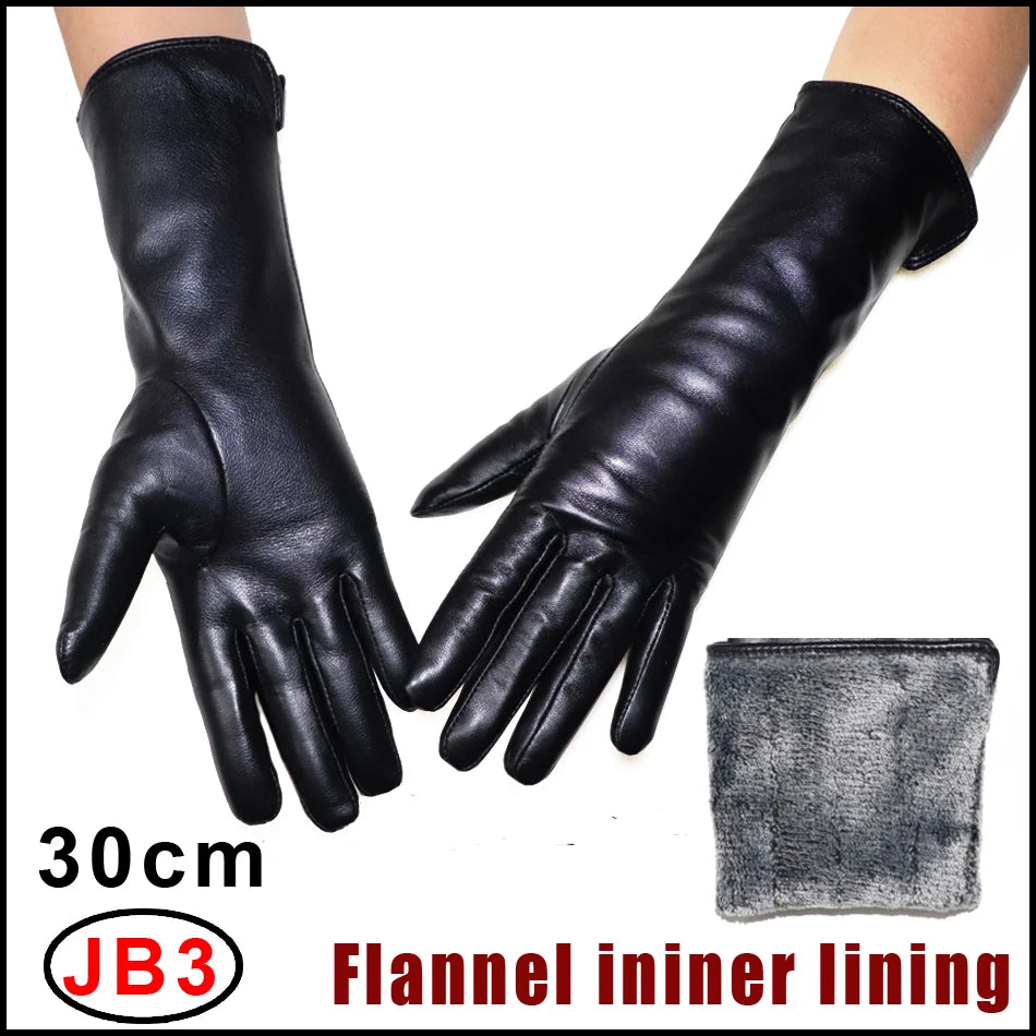 NEW Arrivals  Genuine Real Leather Gloves 100% Sheepskin Long Gloves Women's Winter Warm Fleece Lining Over Elbow Arm Sleeves Color Ladies Fashion Apparel Accessories