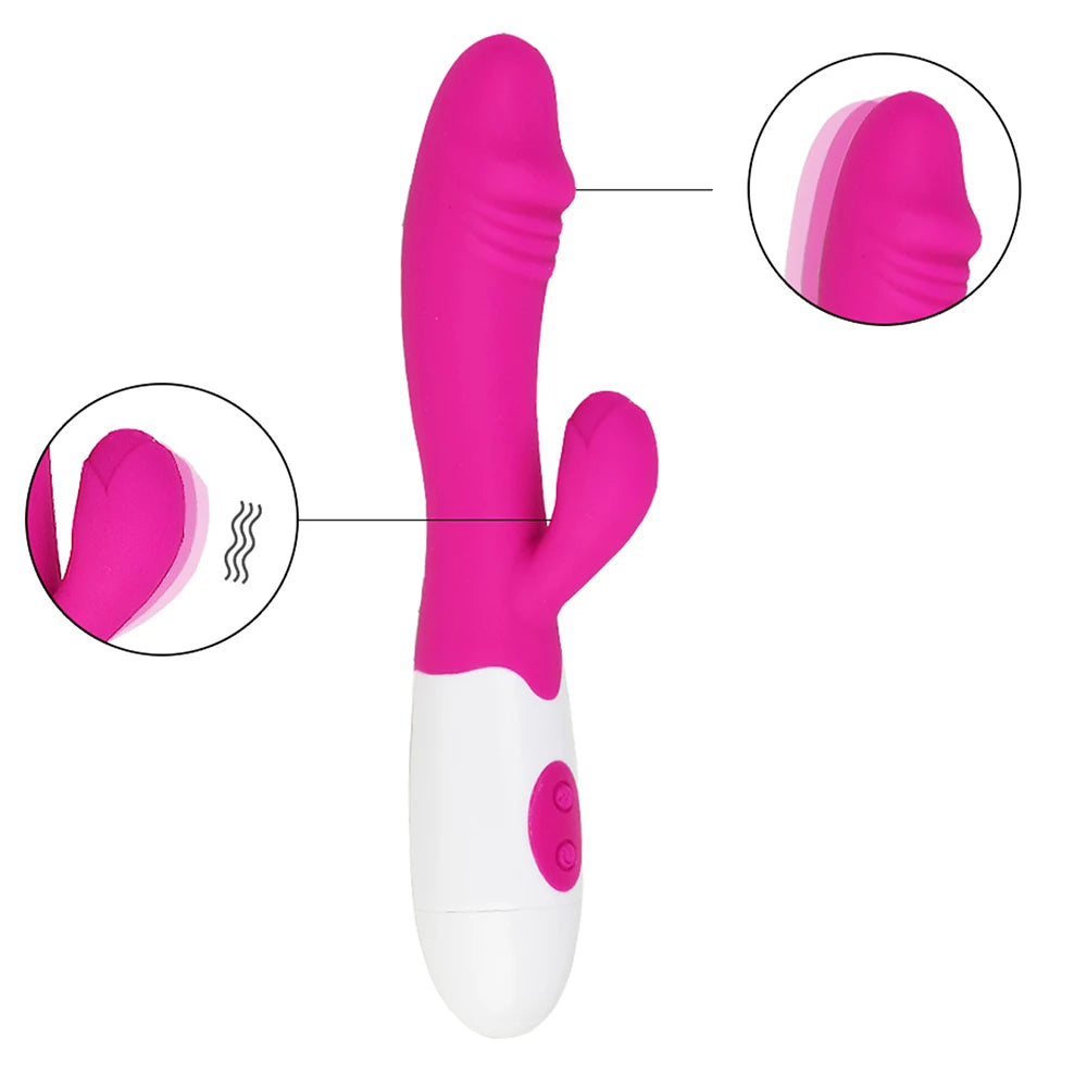 Rabbit Vibrator for Women Clitoris Stimulator Vagina Massage Powerful G Spot Silicone Dildo Female Sex Toys Adults Goods