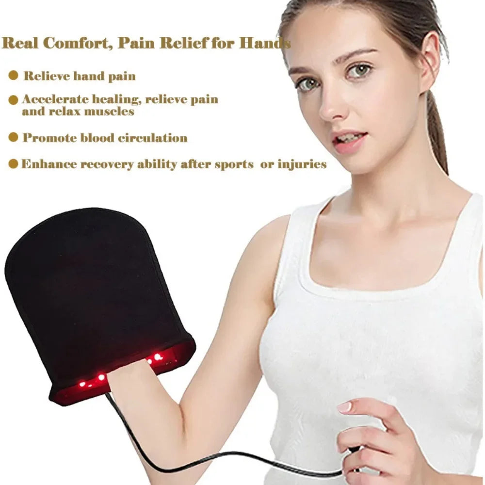 NEW 1-2 PCS Set Red & Infrared Light Therapy Double Side LED Device for Hand Pain Relief Near Infrared Mitten Glove for Arthritis Tendonitis Osteoarthritis Rheumatoid Fingers Bones Wrist Support