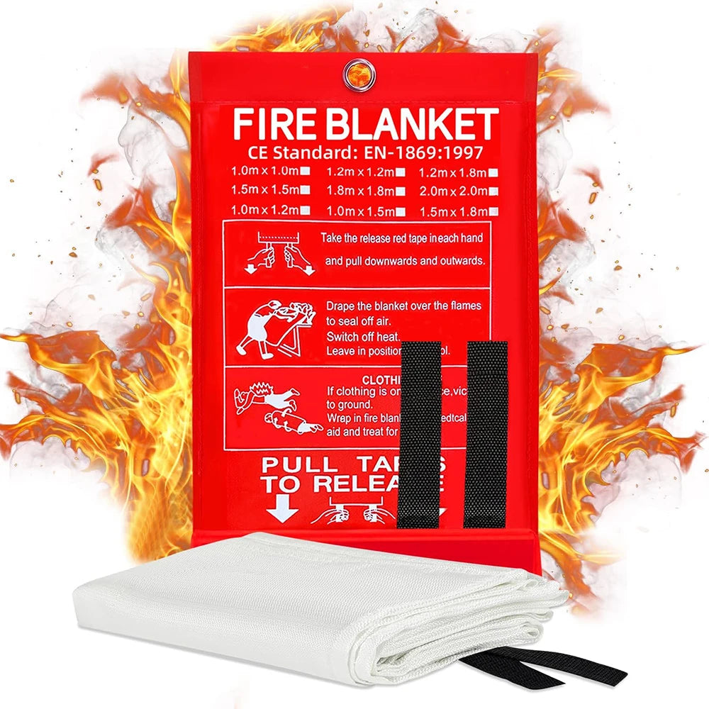 NEW 5PCS Set Portable Emergency Fire Blanket Retardant Fire Suppression Large Blanket Survival Shelter Safety Cover Fire Extinguisher Fireproof Mat Fire Products