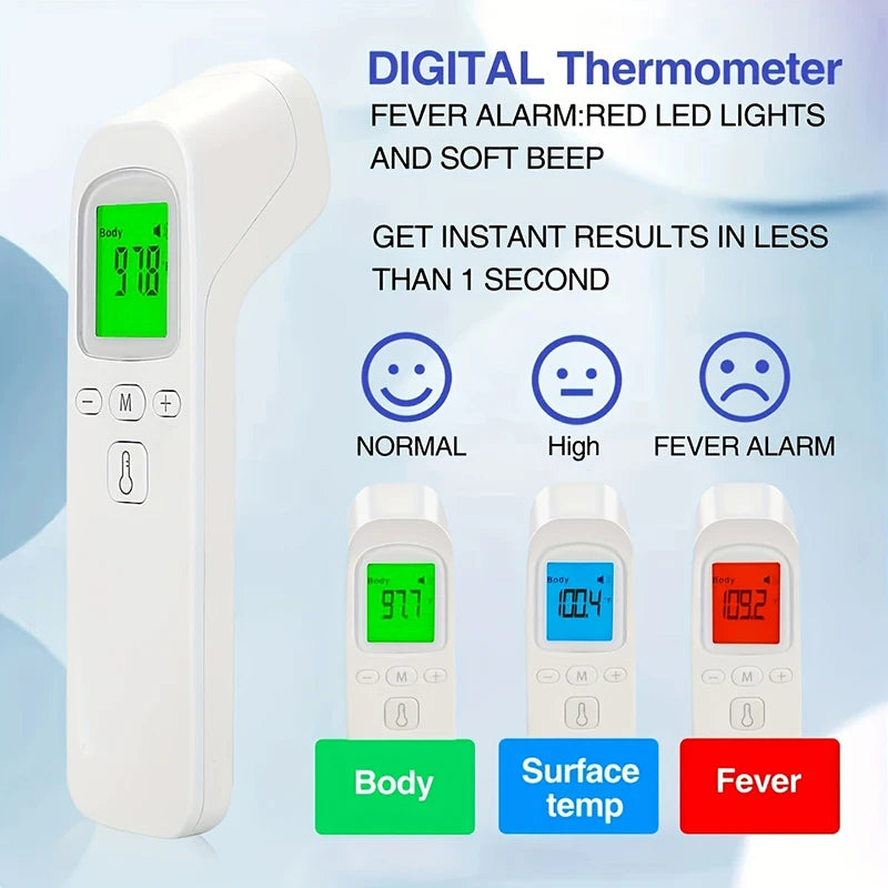 2 PCS Set USB Kids Infant Finger Oximeter Or Non Contact Infrared Forehead Thermometer Digital LCD Fever Detector Heart Rate SpO2 Electronic Monitor Medical Devices Health Care Supplies.