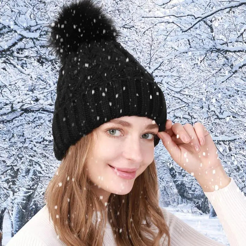 Heated Hat Efficient Heat Transfer Heated Hat Women Rechargeable Warm Winter Hat Knit Skull Cap Outdoor Sports Heated Beanies