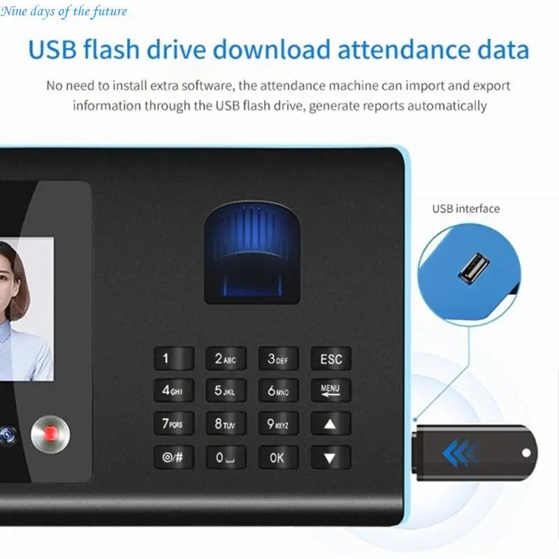 Time Clock Recorder Face Biometric Fingerprint Password Employee Attendance Machine 2.8in Screen Quick Recognition E65A for Stores Factory Security Supplies