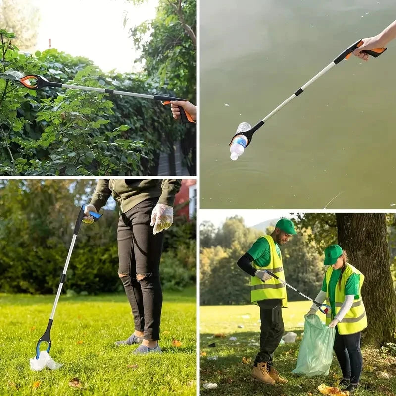 1pc 32" Folding Grabber Picking Tool Suitable Elderly Use Wide Claw Mouth Garbage Picker Strong Magnetic Tip Household Gadgets