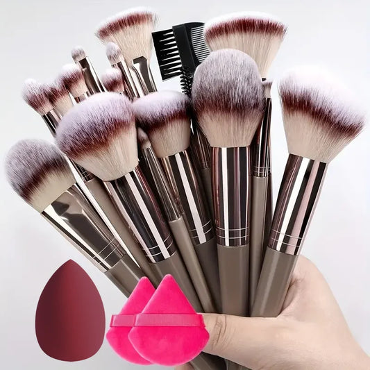 NEW Arrivals 20PCS Set 28 Types/Colors Professional Make-Up Brushes Set Super Soft Detail Blush Highlighter Foundation Concealer Eyeshadow Brush Women Beauty Salon Spa Tools Cosmetic Supplies